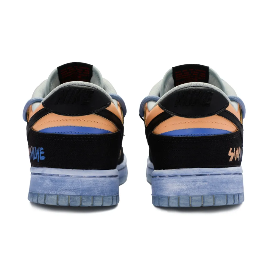 Custom Dunk Extra Lace Dark Blue Orange Gradient Black