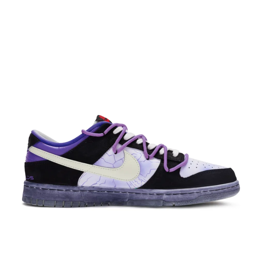 Custom Dunk Extra Lace White Swoosh Lightning Black