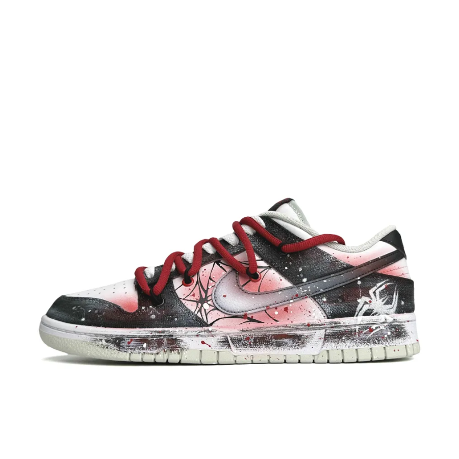 Custom Dunk Extra Red Lace Spider Web Pink Black White