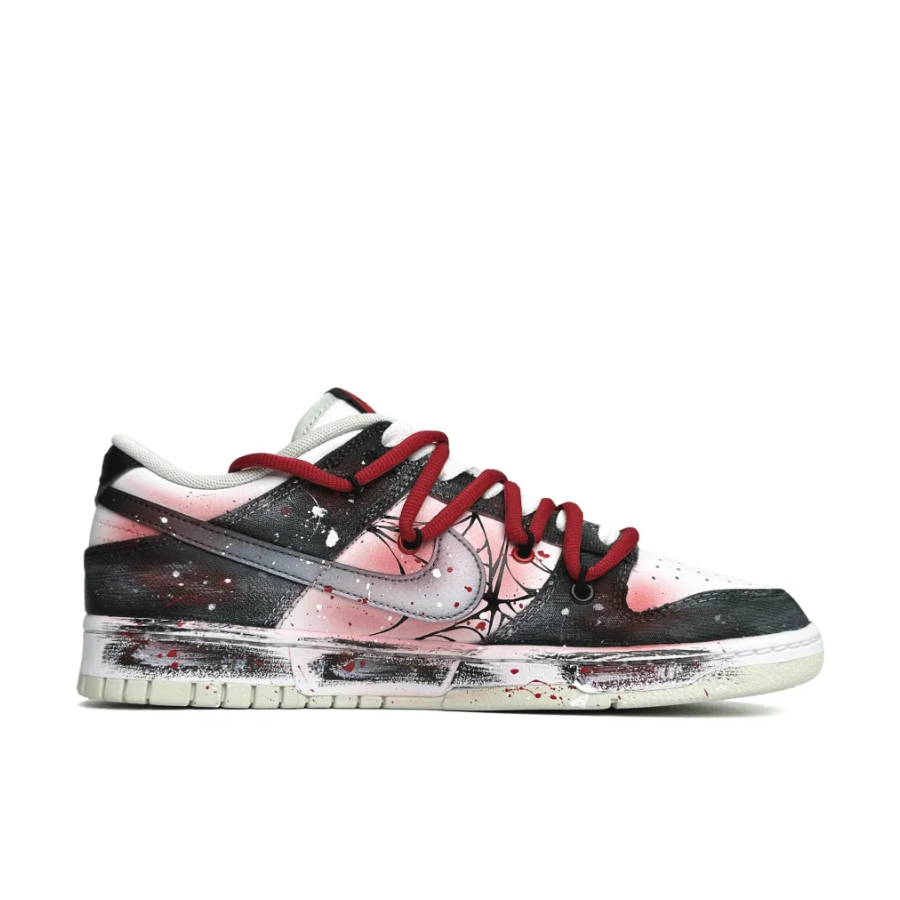 Custom Dunk Extra Red Lace Spider Web Pink Black White