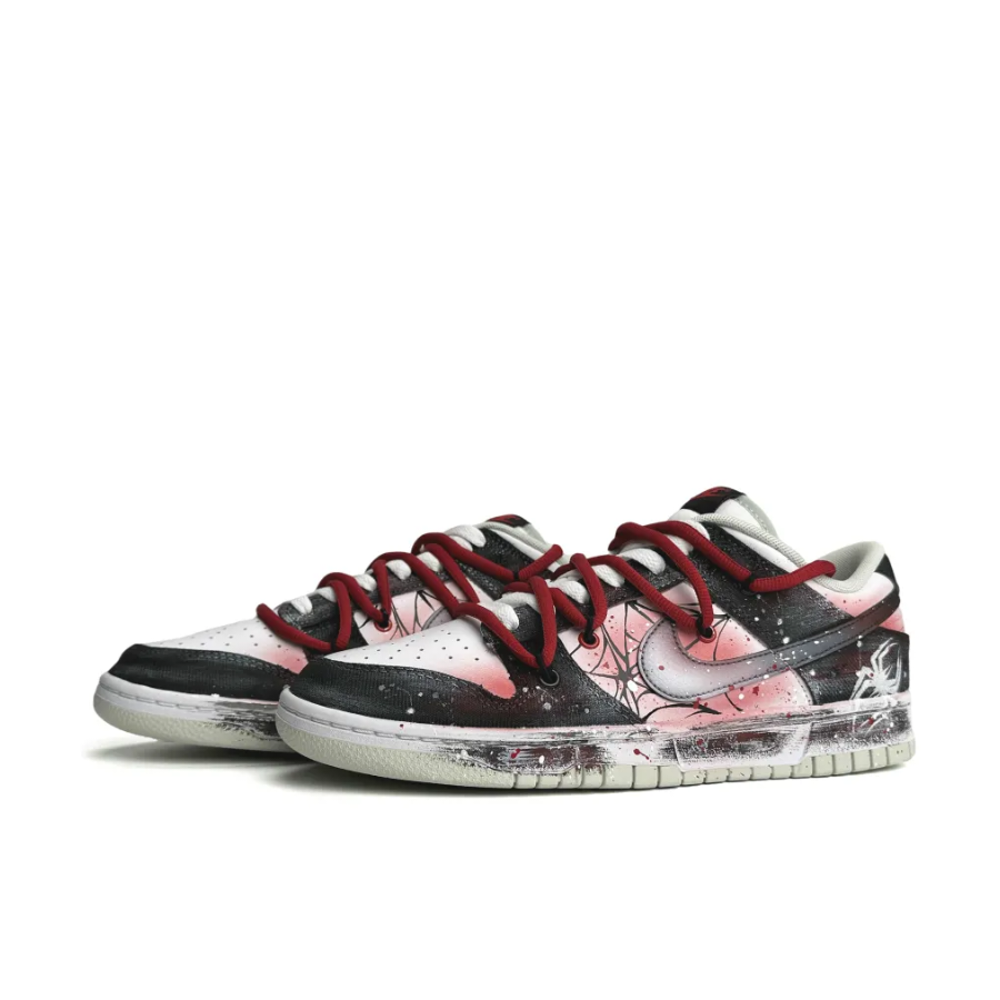 Custom Dunk Extra Red Lace Spider Web Pink Black White