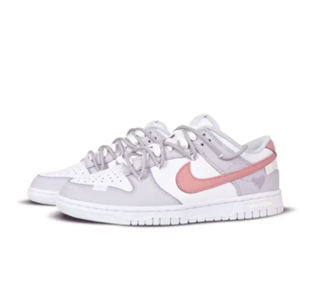 Custom Dunk Extra Lace Pink Swoosh Light Purple