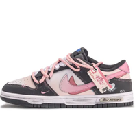 Custom Dunk Extra Lace Dark Pink Swoosh Shadow Black White