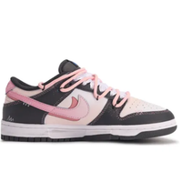 Custom Dunk Extra Lace Dark Pink Swoosh Shadow Black White