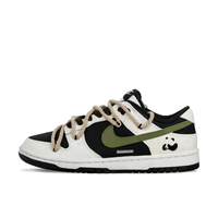 Custom Dunk Extra Lace Green Swoosh Black White Panda