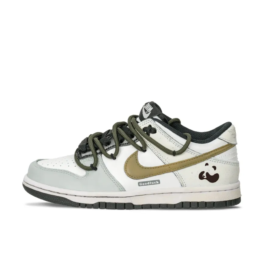 Custom Dunk Extra Lace Brown Swoosh Black White Panda