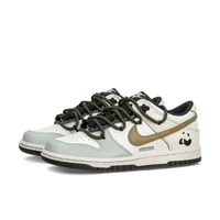 Custom Dunk Extra Lace Brown Swoosh Black White Panda