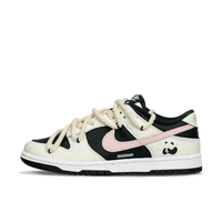 Custom Dunk Extra Lace Pink Swoosh Black White Panda