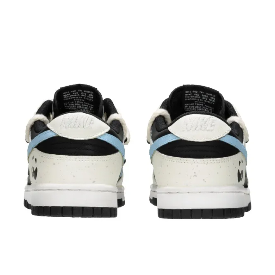 Custom Dunk Extra Lace Blue Swoosh Black White Panda