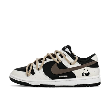 Custom Dunk Extra Lace Dark Brown Swoosh Black White Panda