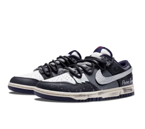 Custom Dunk Extra Lace Dark Pink Swoosh Shadow Black White