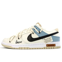 Custom Dunk Extra Lace Light Blue Black Swoosh White