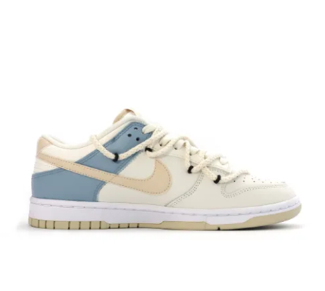 Custom Dunk Extra Lace Light Blue Black Swoosh White