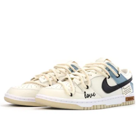 Custom Dunk Extra Lace Light Blue Black Swoosh White