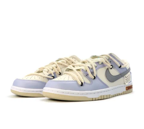 Custom Dunk Extra Lace Light Purple Gray Swoosh White