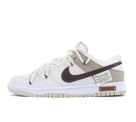 Custom Dunk Extra Lace Black Swoosh Light Brown White