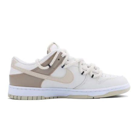 Custom Dunk Extra Lace Black Swoosh Light Brown White