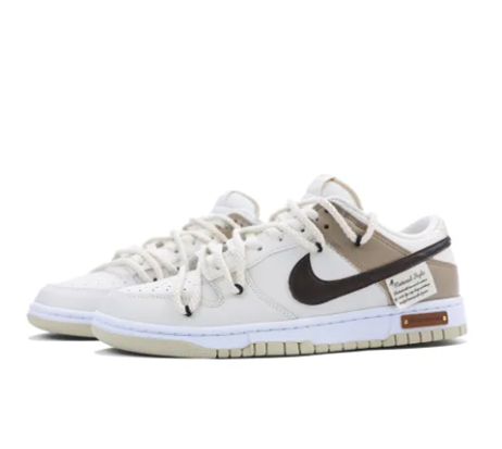 Custom Dunk Extra Lace Black Swoosh Light Brown White