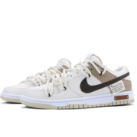 Custom Dunk Extra Lace Black Swoosh Light Brown White