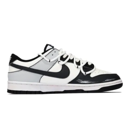 Custom Dunk Extra Lace Black Swoosh White Gray