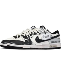 Custom Dunk Extra Lace Black Swoosh White Gray