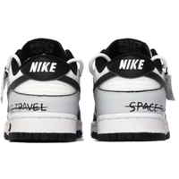 Custom Dunk Extra Lace Black Swoosh White Gray