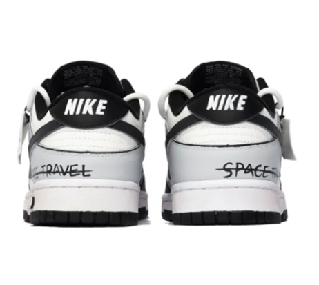 Custom Dunk Extra Lace Black Swoosh White Gray