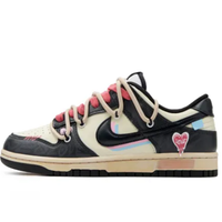 Custom Dunk Extra Lace Black Pink Heart Blue