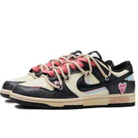 Custom Dunk Extra Lace Black Pink Heart Blue