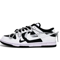 Custom Dunk Extra Lace White Swoosh Shadow Black