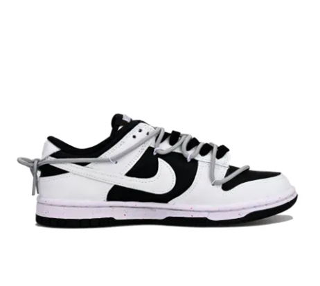 Custom Dunk Extra Lace White Swoosh Shadow Black