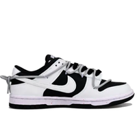 Custom Dunk Extra Lace White Swoosh Shadow Black