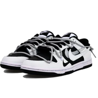 Custom Dunk Extra Lace White Swoosh Shadow Black