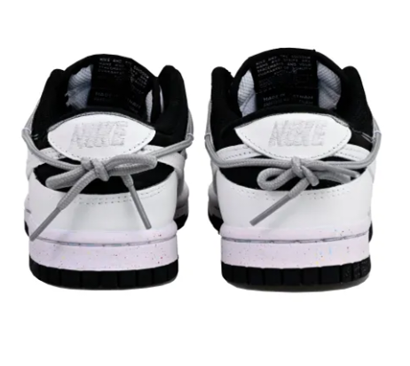 Custom Dunk Extra Lace White Swoosh Shadow Black