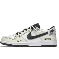 Custom Dunk Extra Lace Black Swoosh White