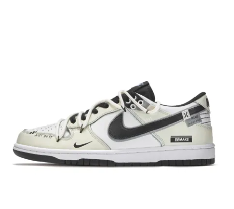 Custom Dunk Extra Lace Black Swoosh White