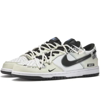 Custom Dunk Extra Lace Black Swoosh White