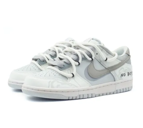 Custom Dunk Extra Lace Gray Swoosh No Boys Font