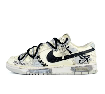 Custom Dunk Extra Lace Black Cross Eye White