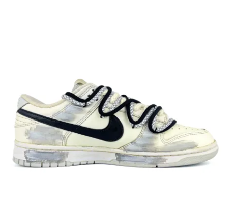 Custom Dunk Extra Lace Black Cross Eye White