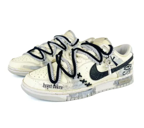 Custom Dunk Extra Lace Black Cross Eye White