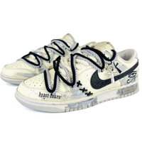 Custom Dunk Extra Lace Black Cross Eye White