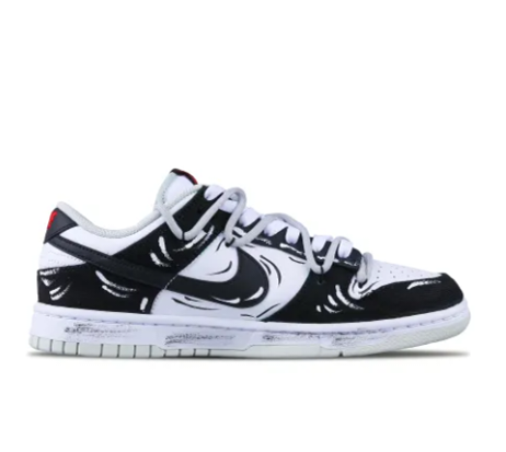 Custom Dunk Extra Lace Black White Stripe