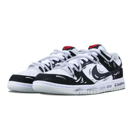 Custom Dunk Extra Lace Black White Stripe