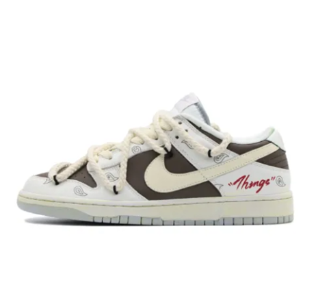 Custom Dunk Extra Lace Brown Red Font White