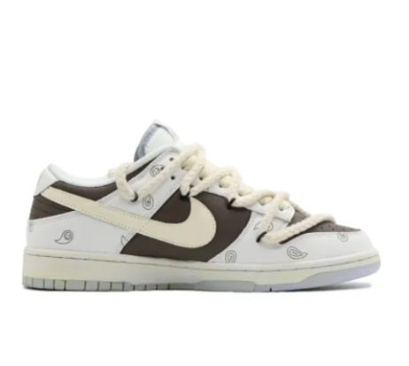 Custom Dunk Extra Lace Brown Red Font White