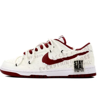 Custom Dunk Extra Lace Red Swoosh Gray Font