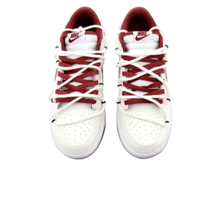 Custom Dunk Extra Lace Red Swoosh Gray Font