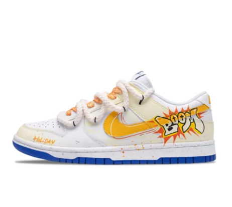 Custom Dunk Extra Lace Blue White Gray Boom Font