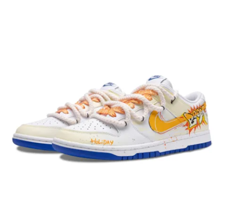 Custom Dunk Extra Lace Blue White Gray Boom Font